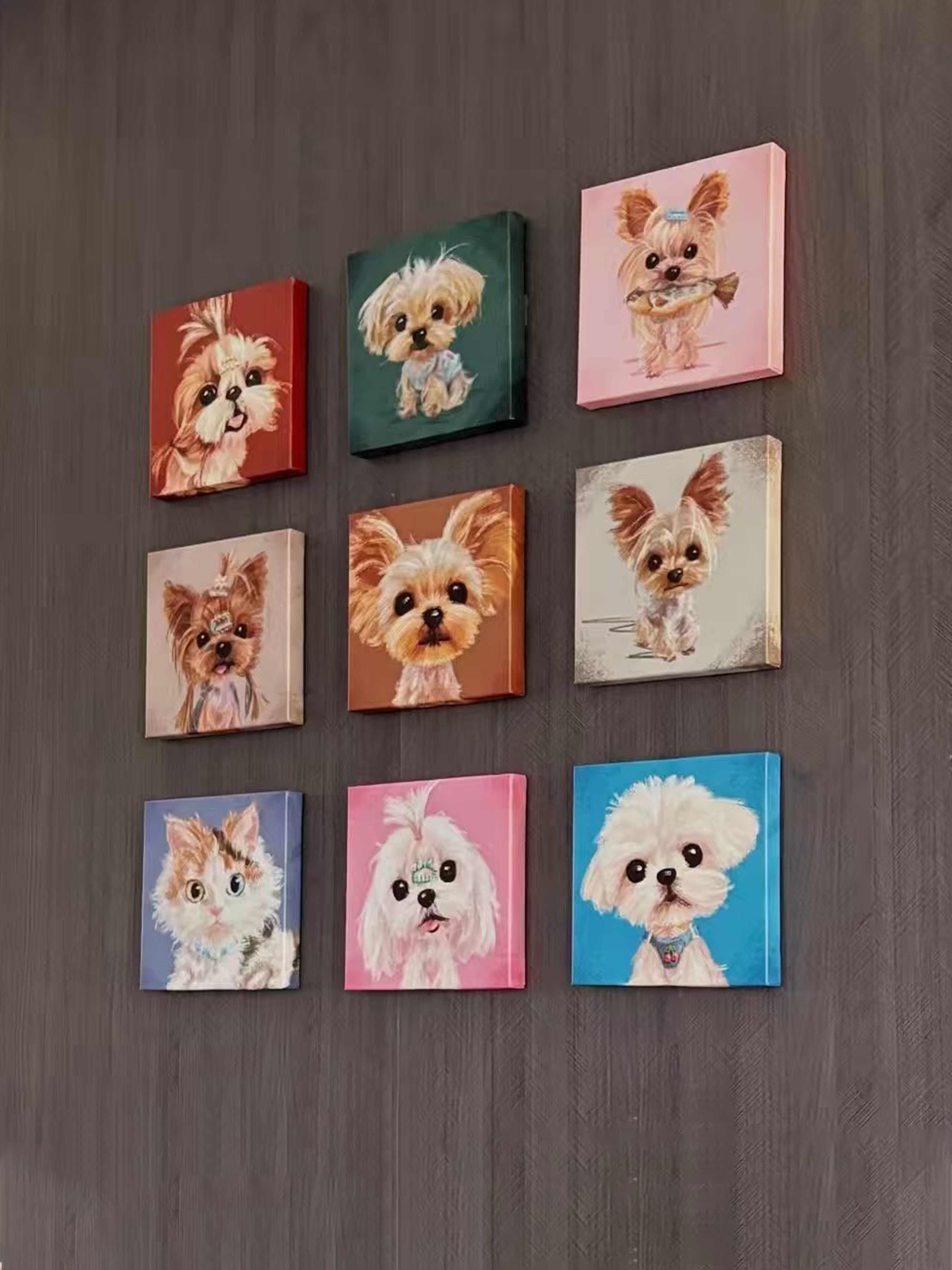 Nine-grid frameless painting