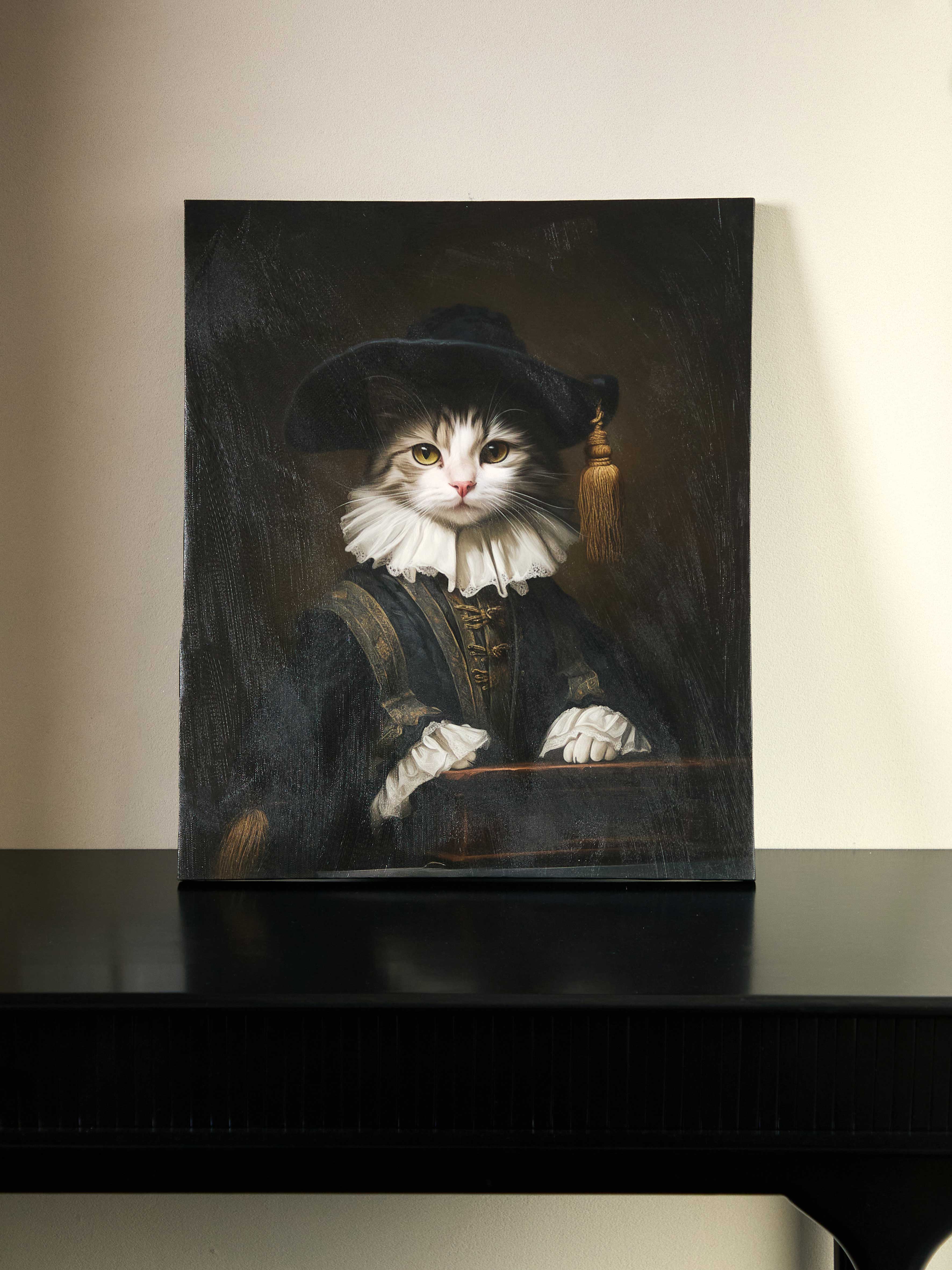 Frameless pet portrait painting 